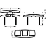 sea dog line rectangular folding cleats with hidden hex bolts dimensions